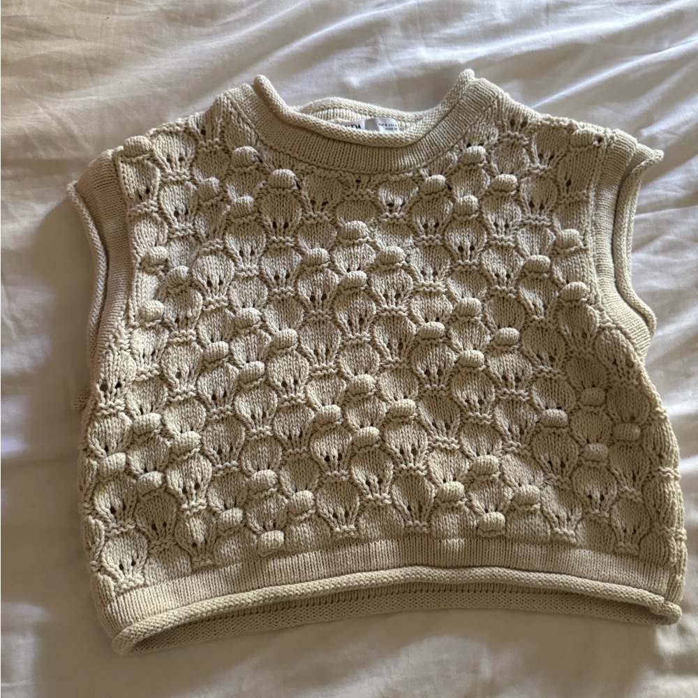 Zara Beige Textured Knit Vest